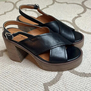 Lucky Brand Delmie leather Backstrap High Heel Sandals platform, NWOT